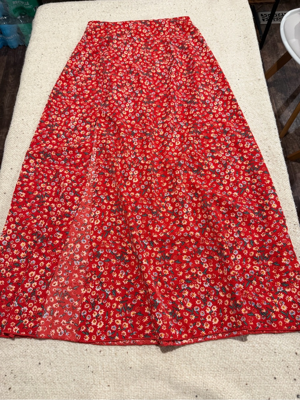 SHEIN Red Floral Maxi Skirt
